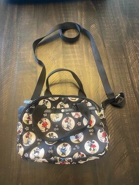 Lesportsac Black Mickey & Minnie Circle Print Crossbody Bag